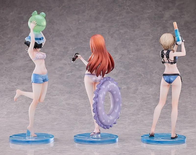 (Bishojo Figure) STEINS;GATE Kurisu Makise & Mayuri Shiina & Suzuha Amane: Swimsuit Ver. Set 1/7 Complete Figure {Bonus: Cards & Tapestry}