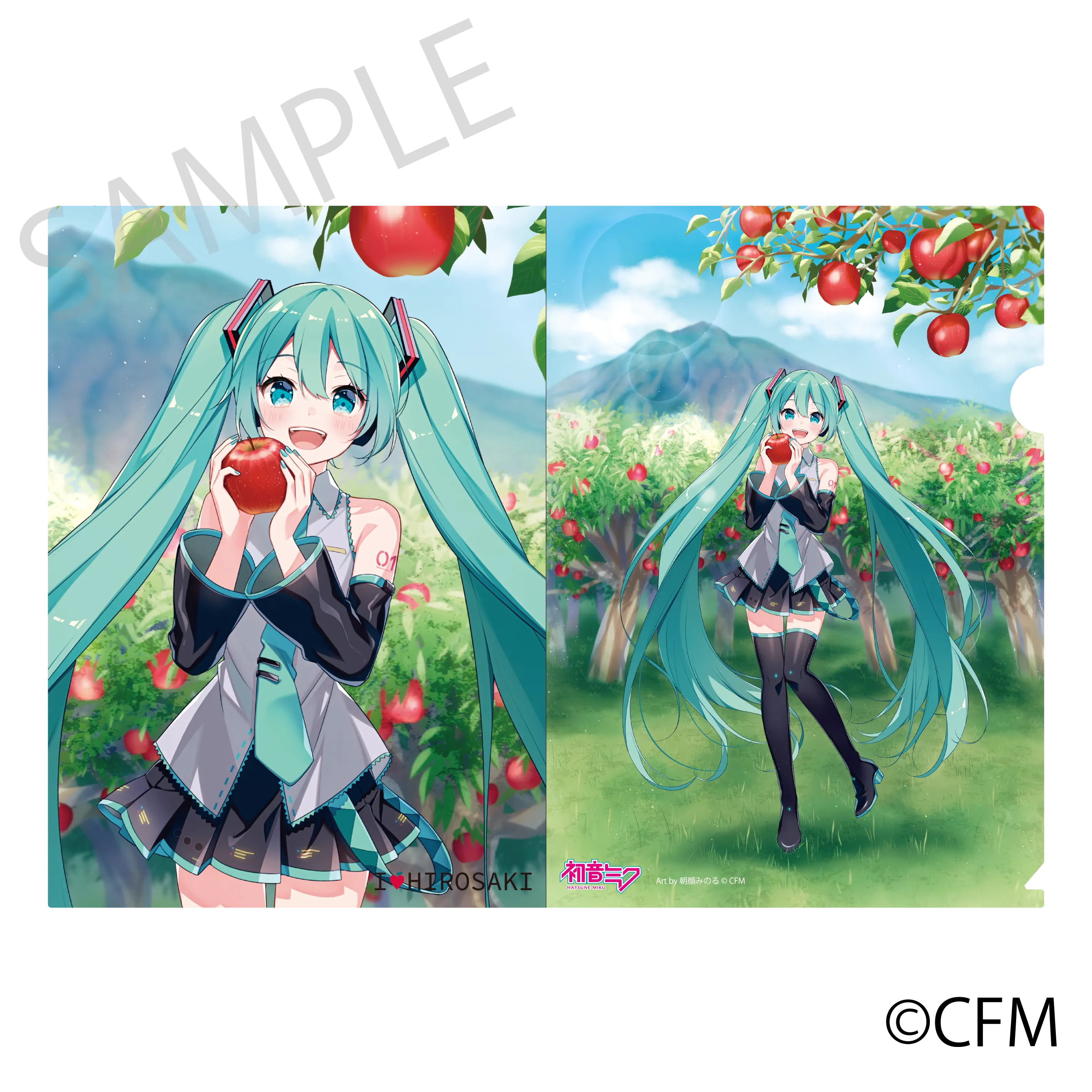(Goods - Clear File) Hatsune Miku  Hirosaki Apple Clear File Folder - Art by Asagao Minoru