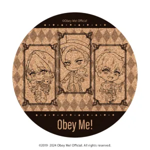 (Goods - Coaster) Obey Me! Cork Coaster 03 - Lucifer & Mammon & Leviathan Valentine Ver. (Chibi Art)