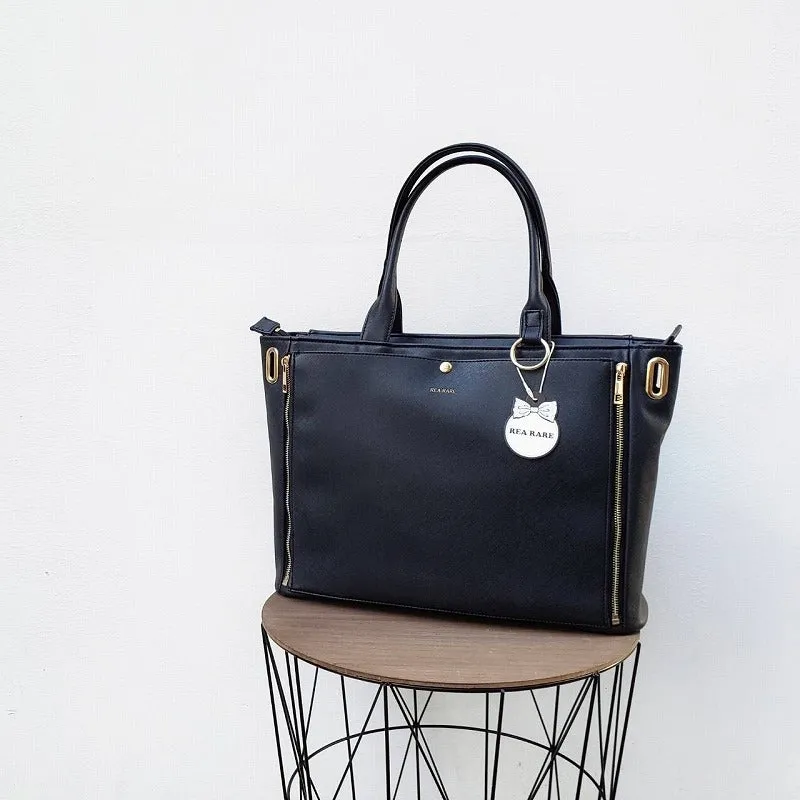 (Goods - Itabag) Non-Character Original Clear Reversible Tote Bag Black [REA RARE]