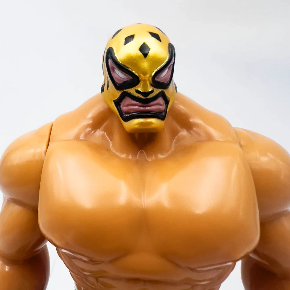 KING JAGUAR 8.25” LUCHADOR GOLD & BLACK CUSTOM PAINTED SOFT VINYL FIGURE
